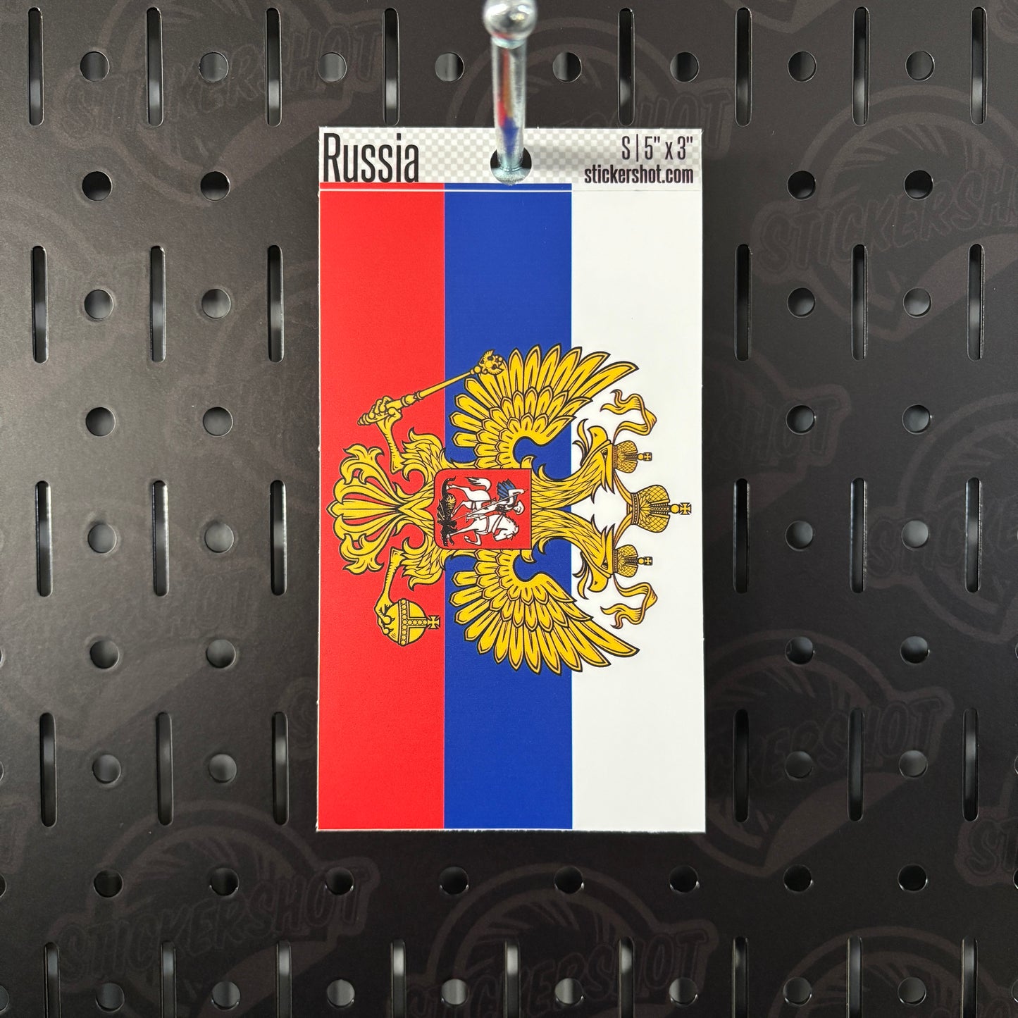 Russia with Coat of Arms Flag Sticker