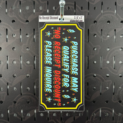 No Receipt Discount Sticker